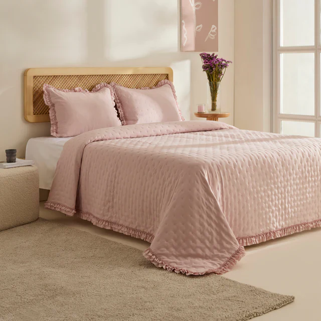 Fiona Beddensprei Set Poederroze 230x240 cm + 2 (50x70) cm - Image 2