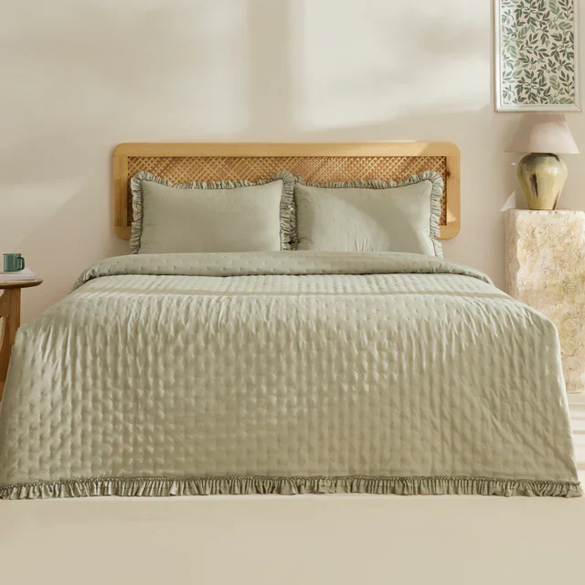 Fiona Sprei Set Saliegroen 230x240 cm + 2 (50x70 cm)