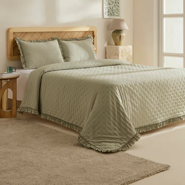 Fiona Sprei Set Saliegroen 230x240 cm + 2 (50x70 cm) - Image 2
