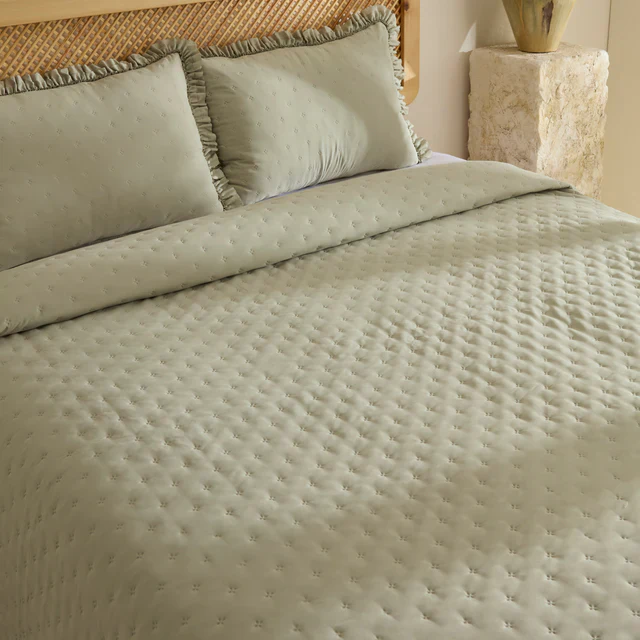 Fiona Sprei Set Saliegroen 230x240 cm + 2 (50x70 cm) - Image 4
