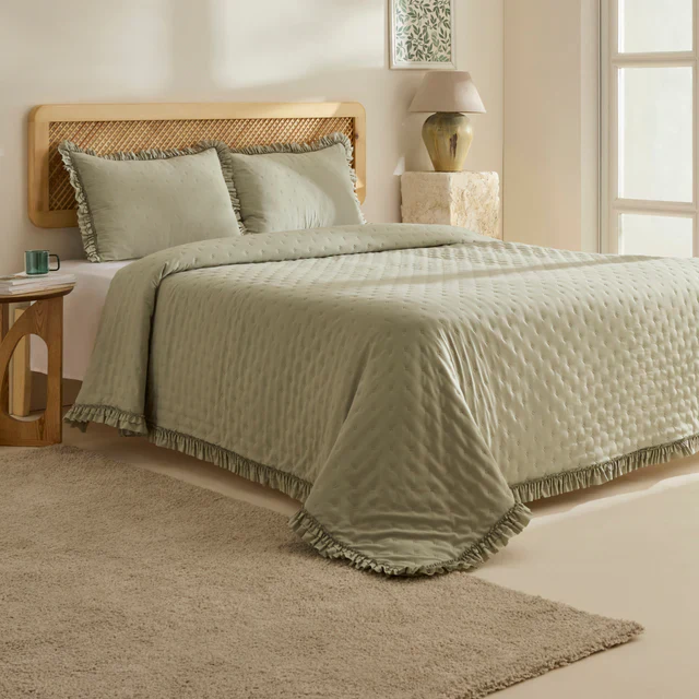 Fiona Sprei Set Saliegroen 230x240 cm + 2 (50x70 cm) - Image 6