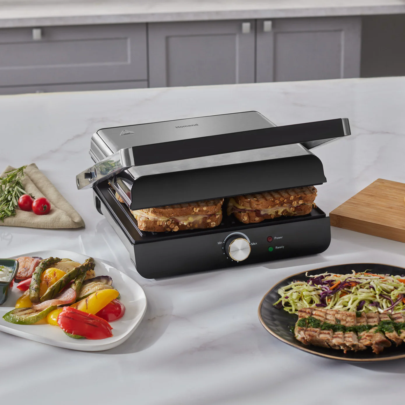 Homend Grilliant 1346H Inox-behuizing met gietijzeren platen Sandwich- en Grillmachine - Image 2