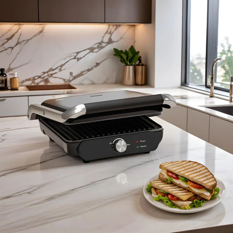 Homend Grilliant 1366H Tosti- en Grillapparaat met uitneembare gietijzeren platen en roestvrijstalen behuizing