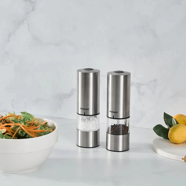 Homend Grindgo 6003 2-delige Oplaadbare Kruidenmolen Set, Inox