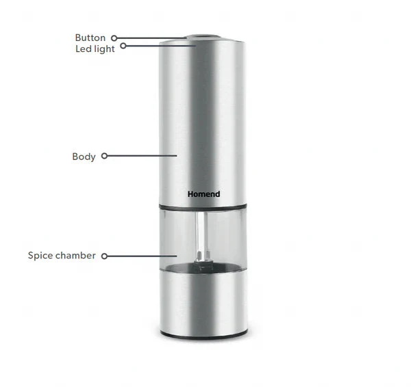 Homend Grindgo 6004UK Oplaadbare Kruidenmolen, Inox - Image 2