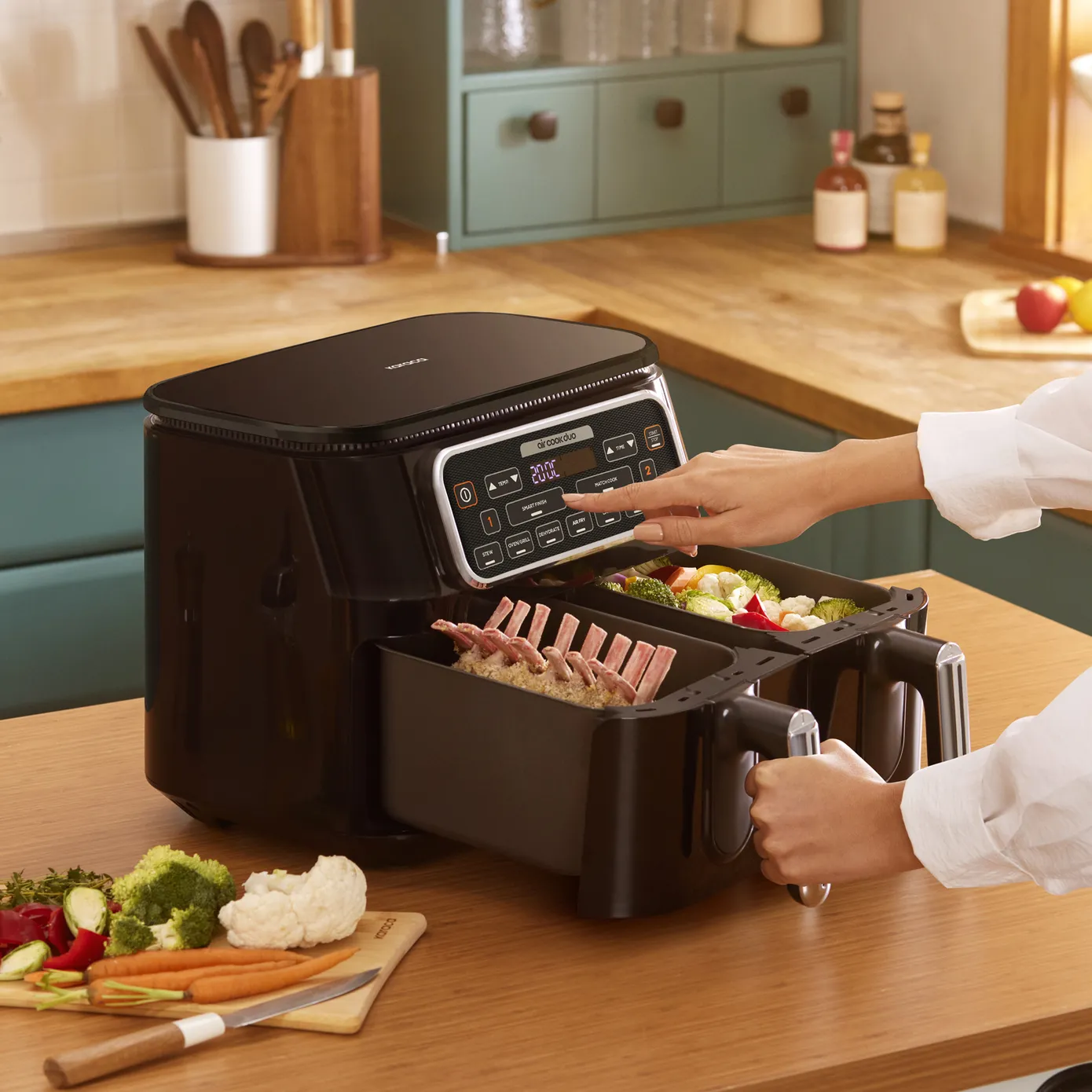 Karaca Air Cook Duo Thuis koken XXXL 8 Liter Airfryer, Black Chrome, 8 Persoons - Image 8