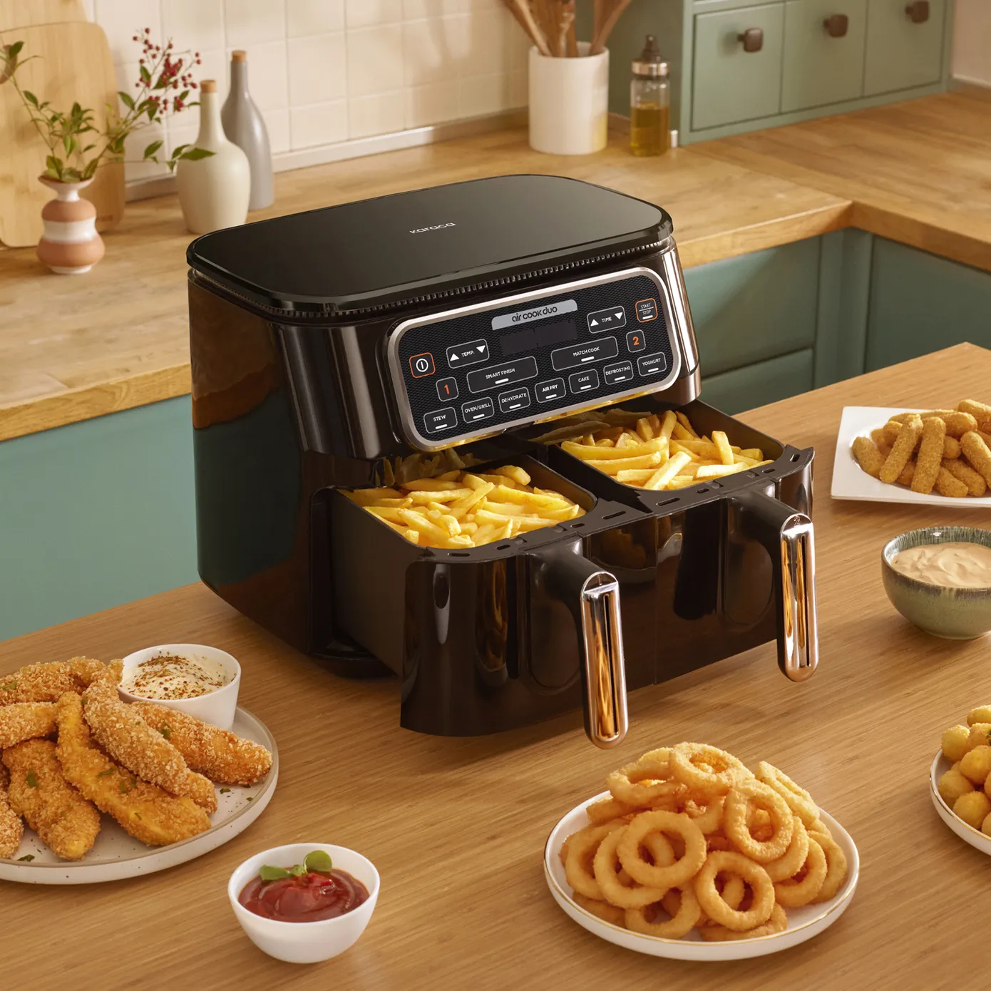 Karaca Air Cook Duo Thuis koken XXXL 8 Liter Airfryer, Starlight, 8 Personen - Image 10