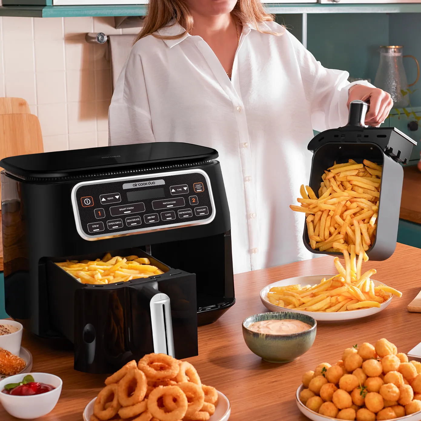 Karaca Air Cook Duo Thuis koken XXXL 8 Liter Airfryer, Starlight, 8 Personen - Image 13