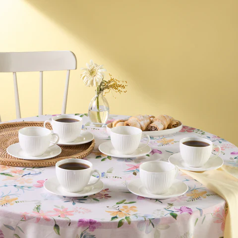 Karaca Anna Embossed Theekopjesset Voor 6 Personen, 220 Ml - Image 2