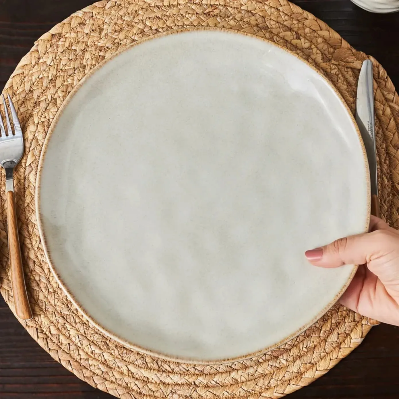 Karaca Aria Reactive Glaze, dinerbord, 27 cm, beige - Image 4