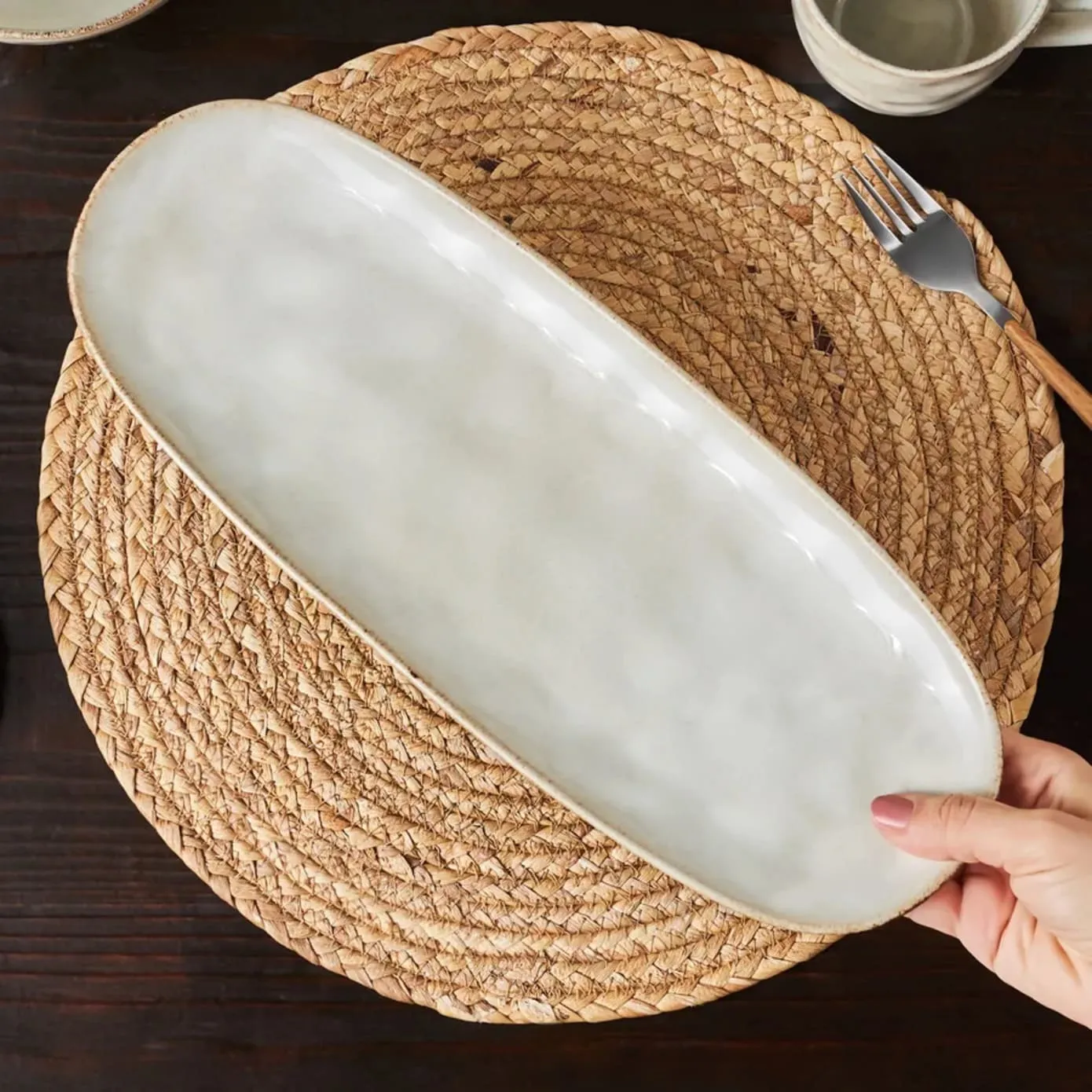 Karaca Aria Reactive Glaze, serveerbord, 38 cm, beige - Image 4