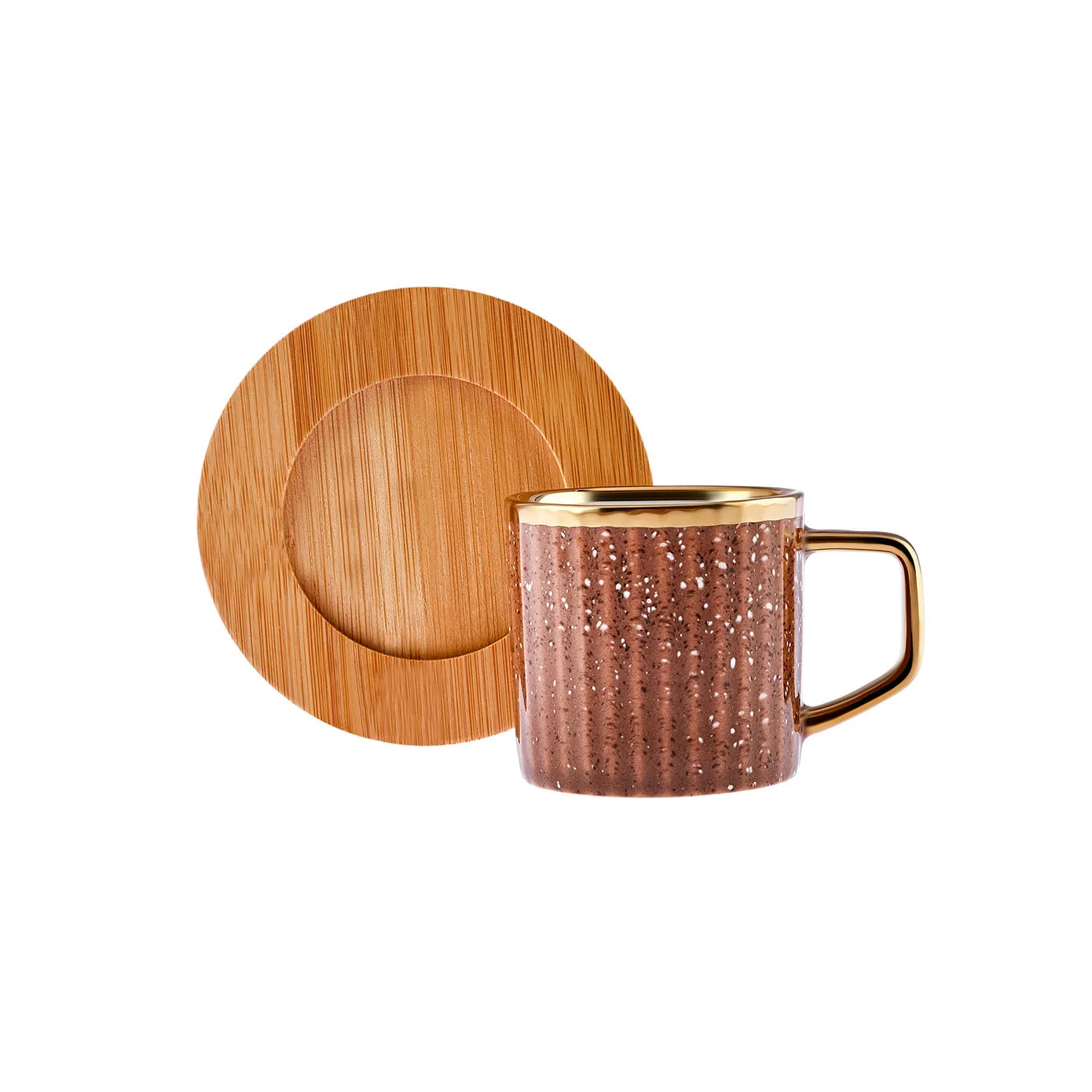 Karaca Bamboe Gekleurde Koffiekopjes Set, 6 Persoon, 90 ml met Dienblad - Image 11