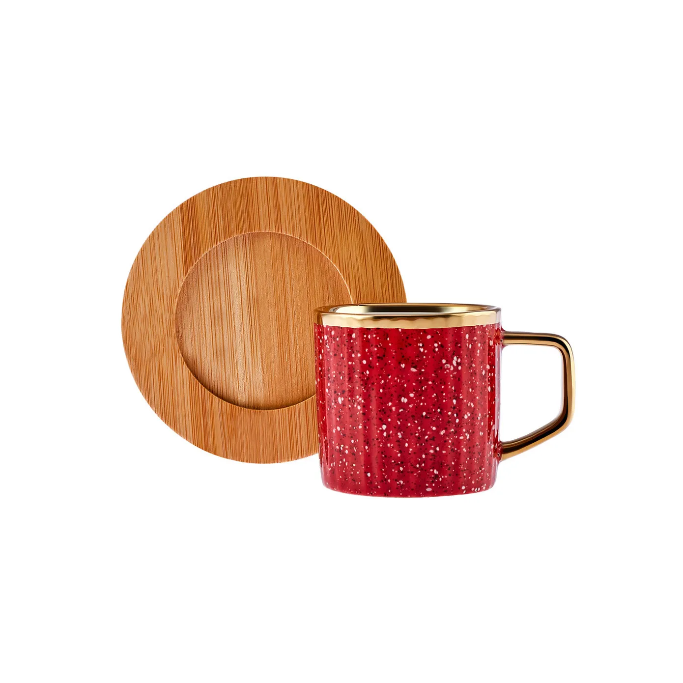 Karaca Bamboe Gekleurde Koffiekopjes Set, 6 Persoon, 90 ml met Dienblad - Image 6