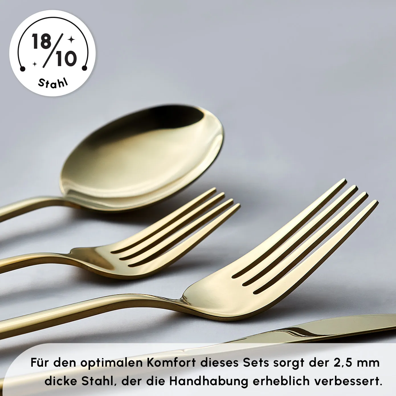 Karaca Bella Glanzend Goud Bestekset voor 6 Personen, 24 Delig - Image 8