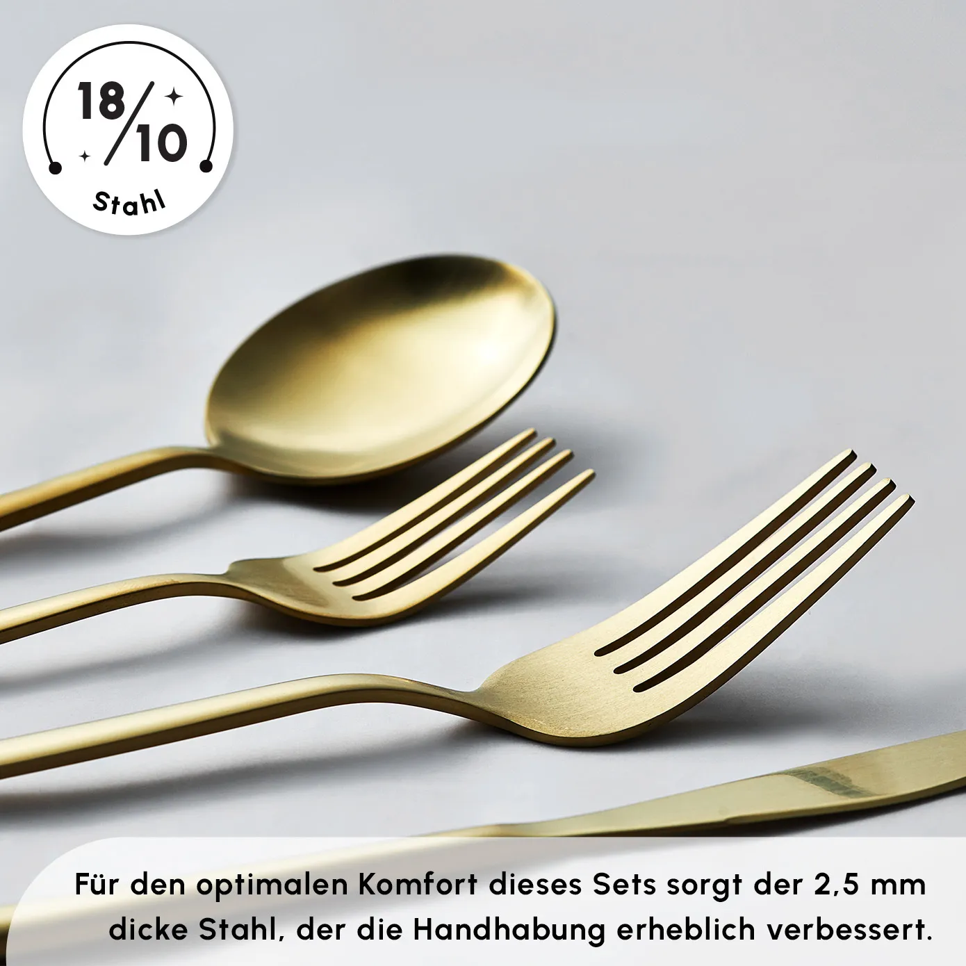 Karaca Bella Mat Goud Bestekset voor 6 Personen, 24 Delig - Image 8