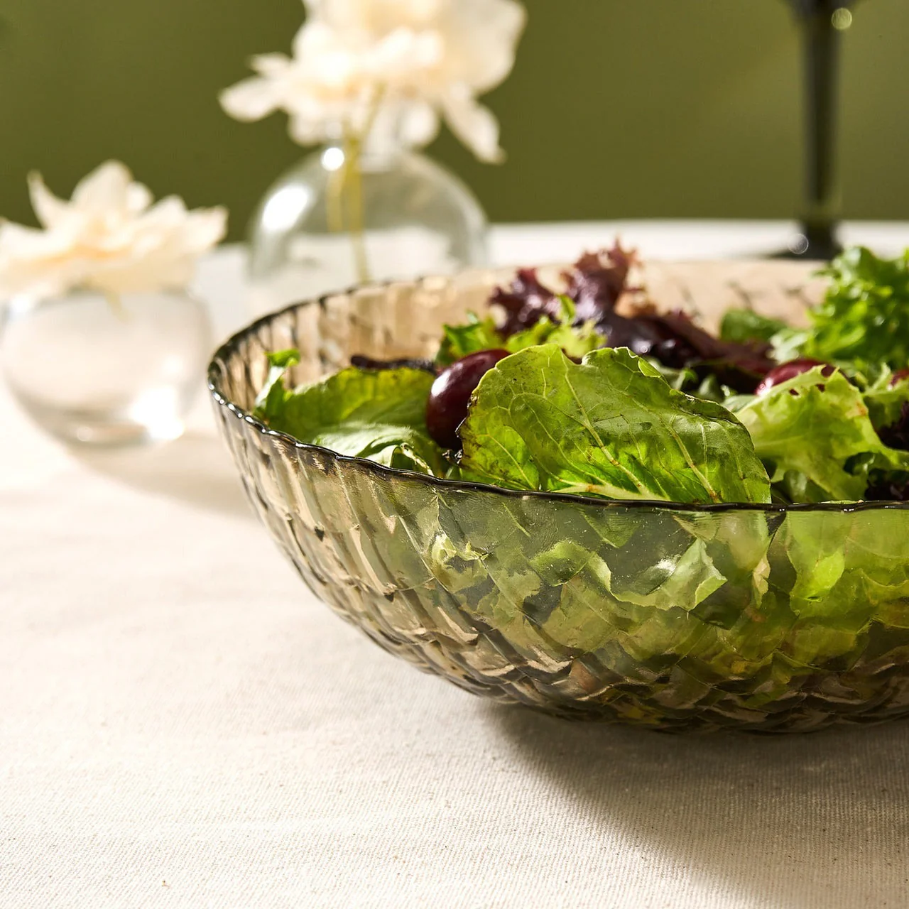 Karaca Braid Glanzende Glazen Saladeschaal, 22 cm, Schittering - Image 5