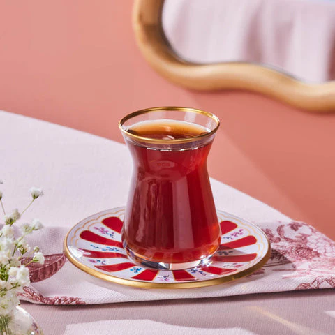 Karaca Bursa Theeglas, 12-delig, Rood - Image 2