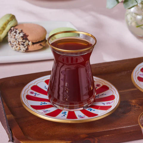 Karaca Bursa Theeglas, 12-delig, Rood - Image 3