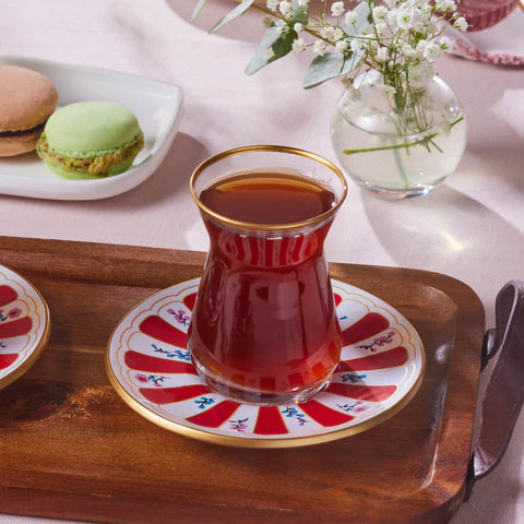 Karaca Bursa Theeglas, 12-delig, Rood - Image 6