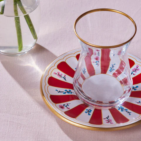 Karaca Bursa Theeglas, 12-delig, Rood - Image 7