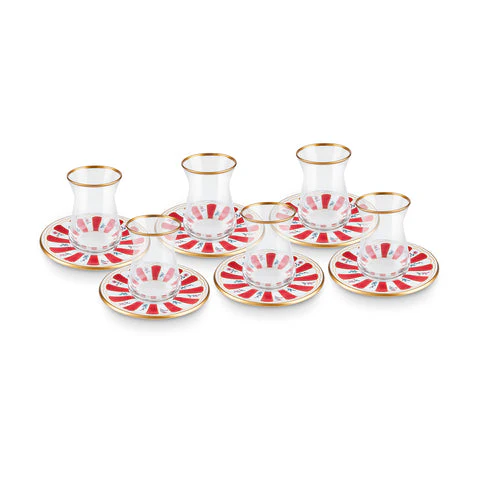 Karaca Bursa Theeglas, 12-delig, Rood - Image 8