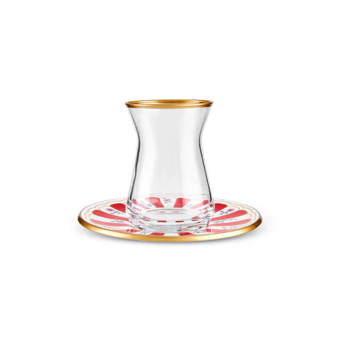 Karaca Bursa Theeglas, 12-delig, Rood - Image 9