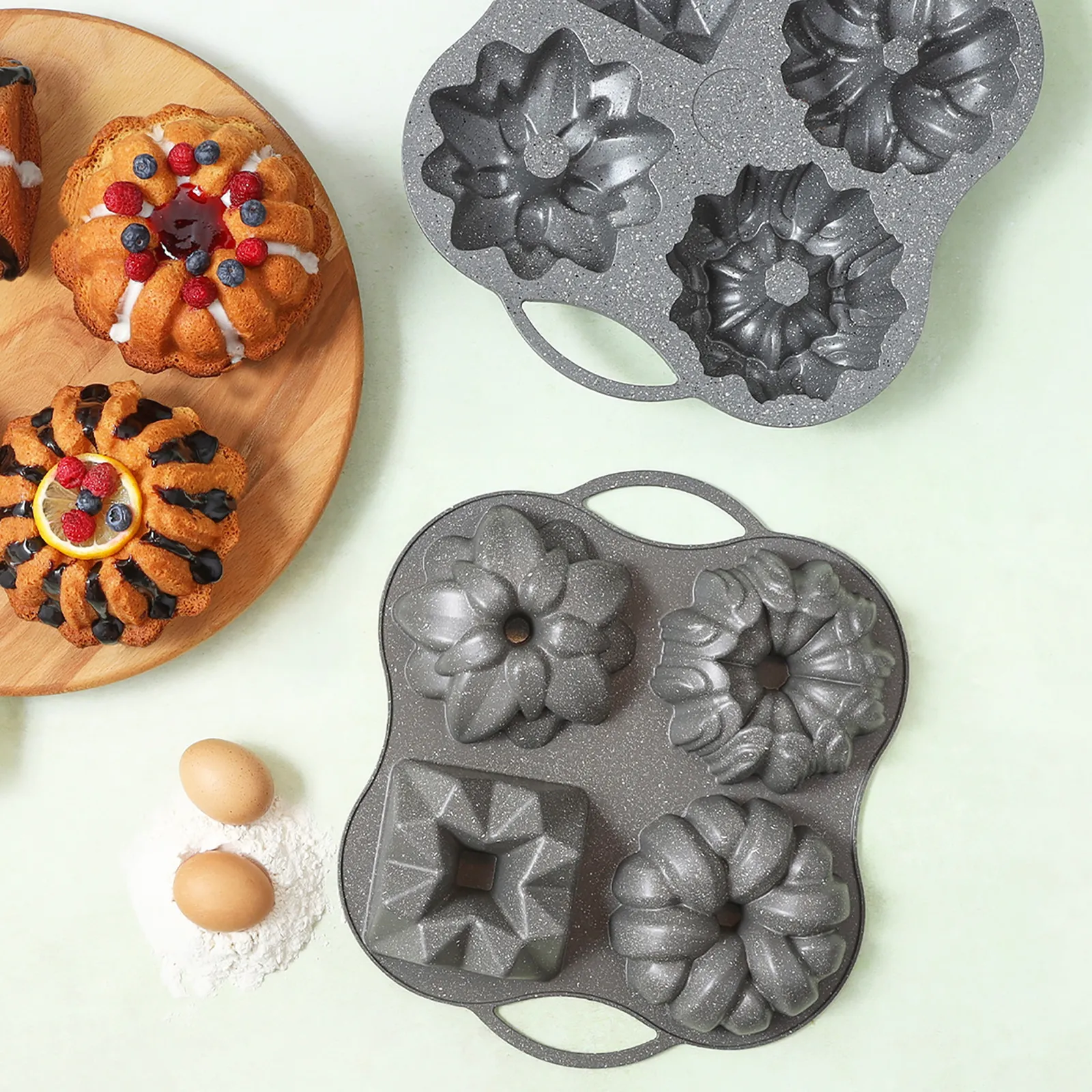 Karaca Cake Pro 4-delige Antraciet Gietijzeren Taartvorm - Image 2