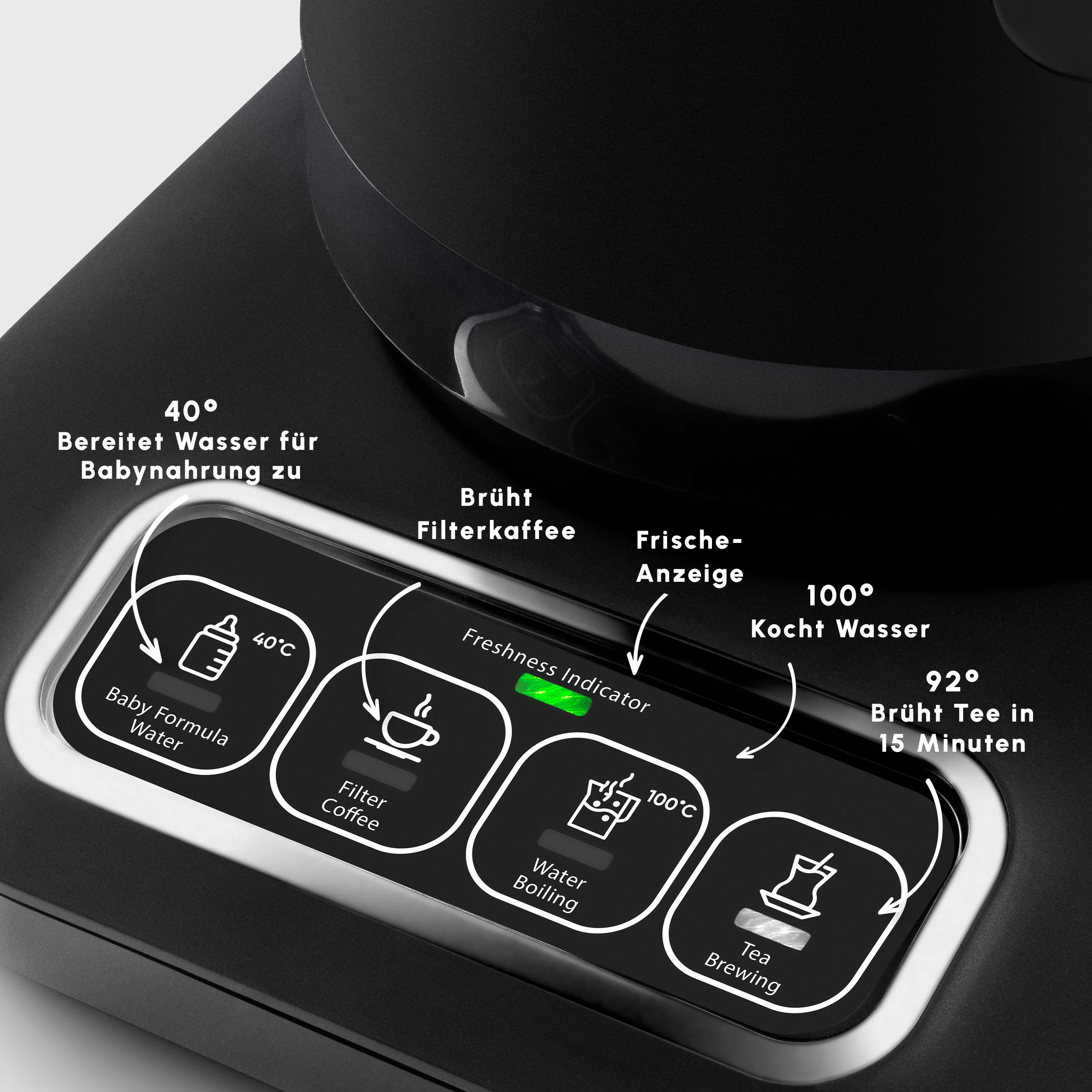 Karaca Caysever Robotea Pro 4 in 1, automatische theezetter, waterkooker en filterkoffiezetter met spraakfunctie, 2500 W, chroom - Image 5