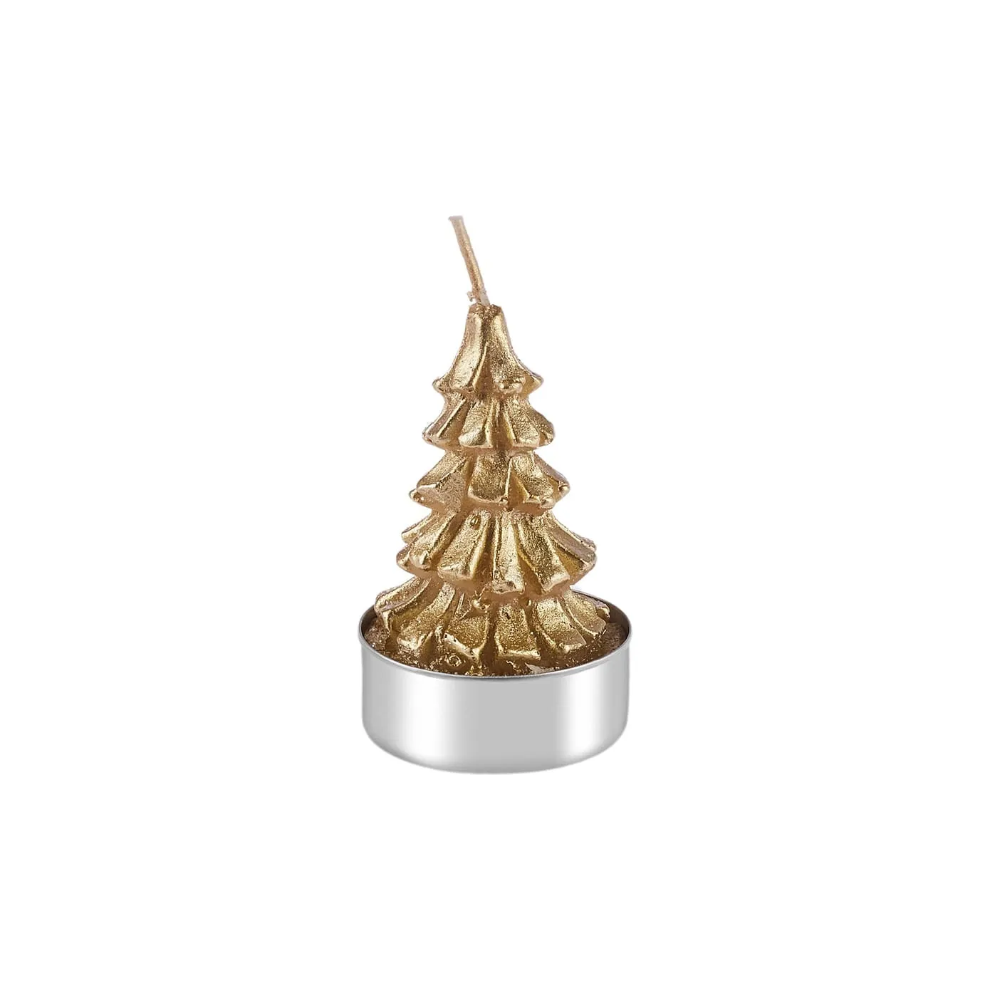 Karaca Christmas Goud Kerstboom 3 Delig Theelichtjes, 3,8x3,8x7 cm - Image 3