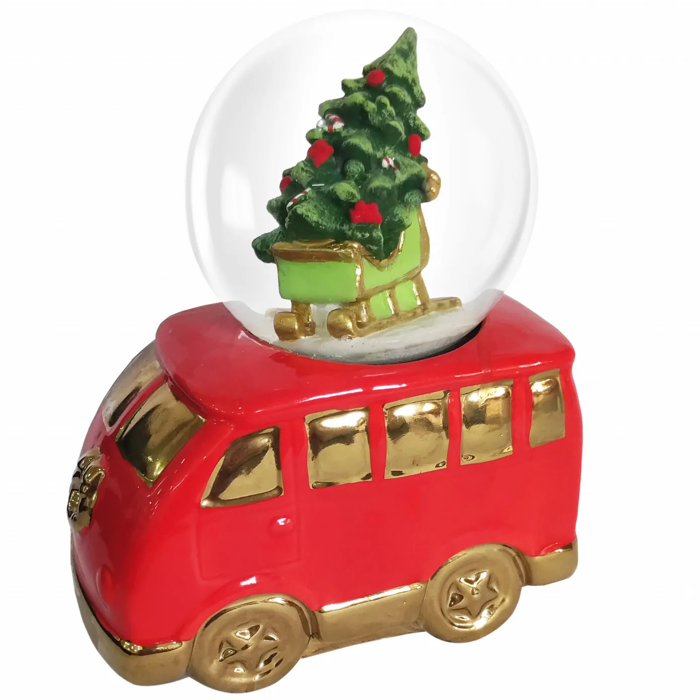 Karaca Christmas Minivan Sneeuwbol, 15cmx9cmx19cm, Rood - Image 5