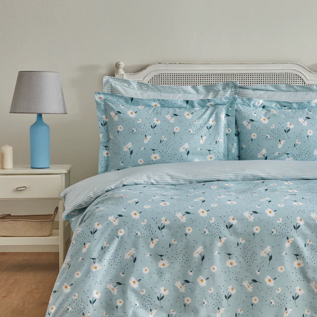 Karaca Daisy 100% Katoenen Dekbedovertrek Set voor Eenpersoonsbed, Mint