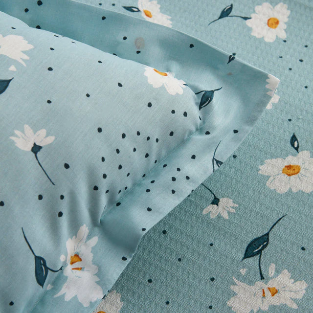 Karaca Daisy 100% Katoenen Tweepersoons Pique Set, Mint - Image 6