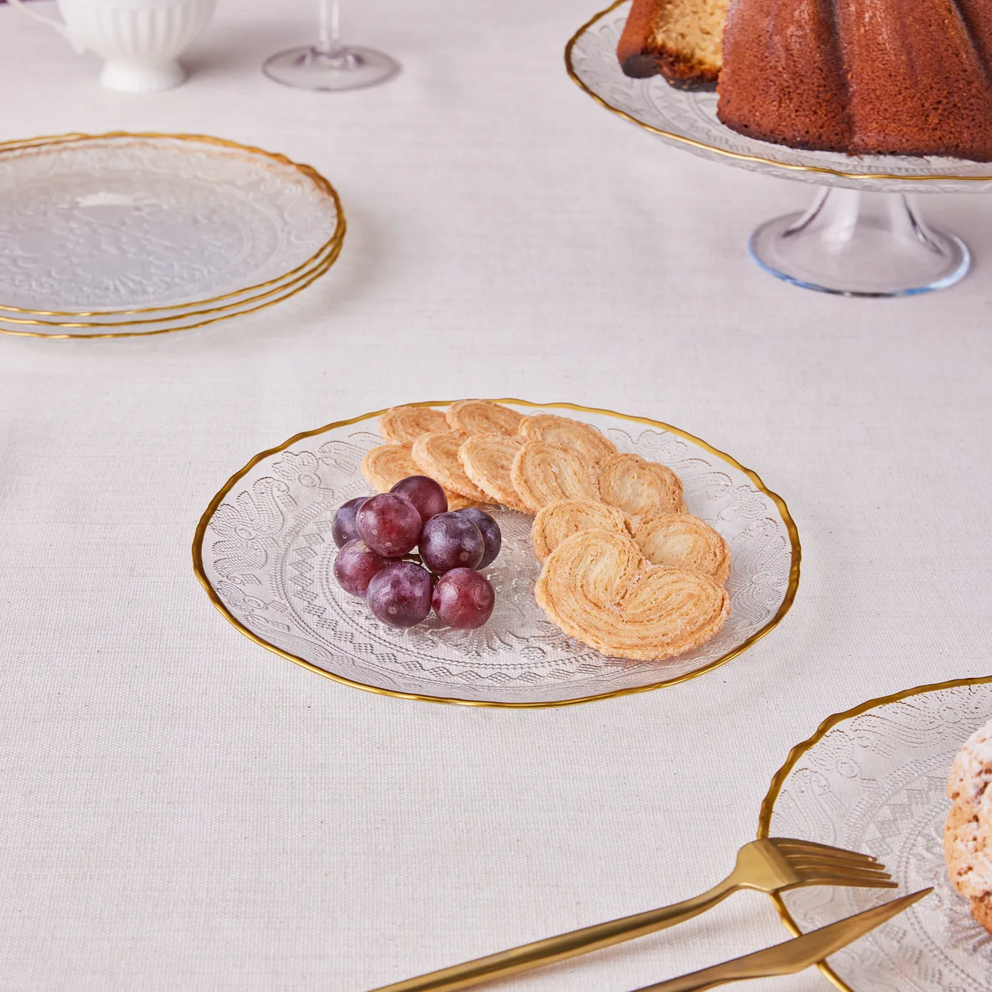 Karaca Dalia Gouden Dessert Set voor 6 Persoons, 7 Delig - Image 3