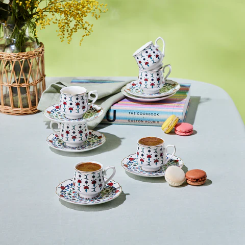 Karaca Ebruli 90 Ml 6-Delig Koffiekopjesset, Multicolor