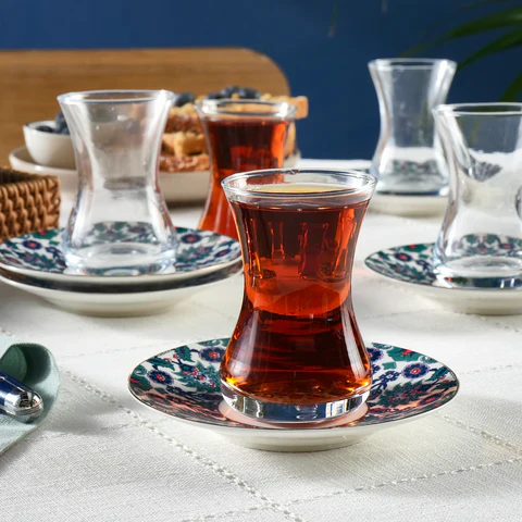 Karaca Edirne 12-delige Bone China Turkse theeset voor 6 personen, 130 ml, Meerkleurig - Image 3