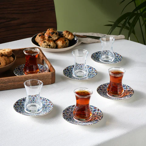 Karaca Emirgan 12-delige Turkse Theeset van Bone China voor 6 Personen, 130 ml, Meerkleurig - Image 2