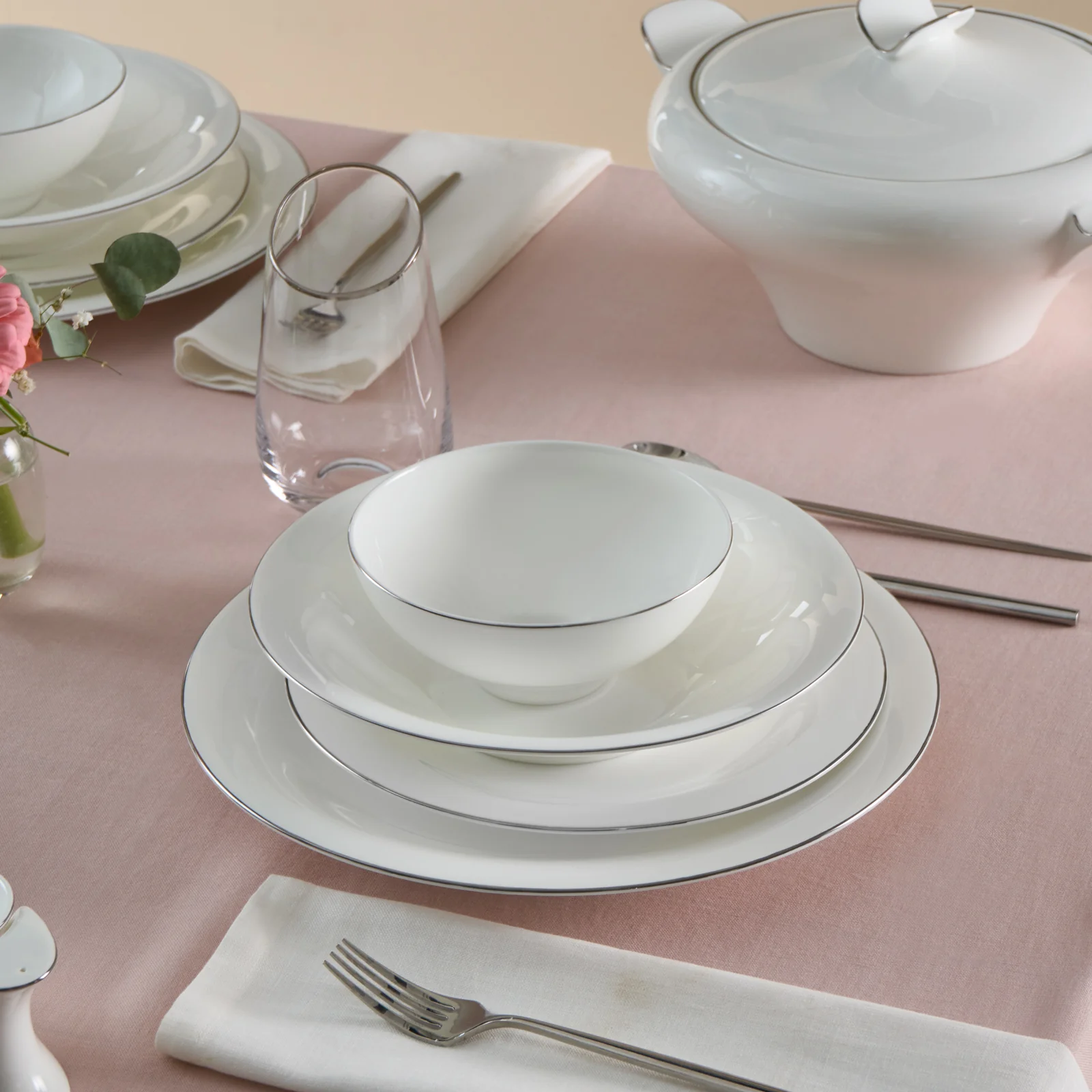 Karaca Fine Pearl Extra Argento Platin 55-Delig Dinerservies Voor 12 Personen - Image 4