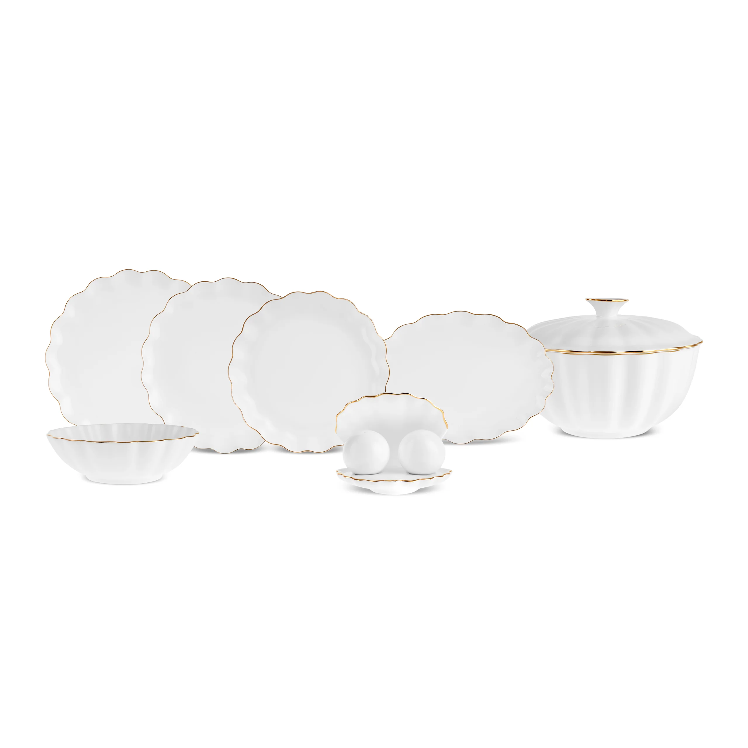 Karaca Fine Pearl Extra Shell 55-delige 12-persoons servies set Goud