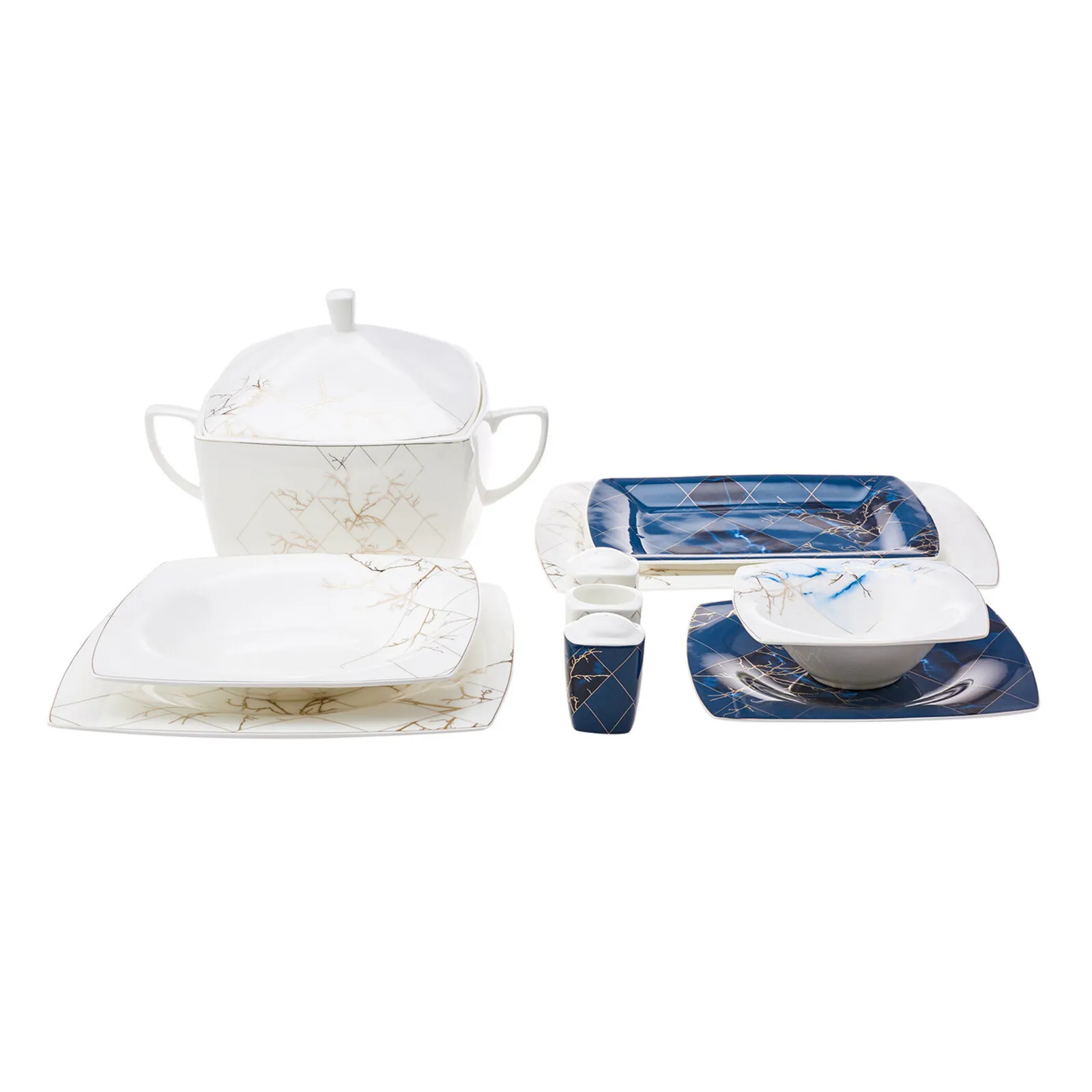 Karaca Fine Pearl Midnight 62-delig vierkant servies voor 12 personen, parelmoer - Image 5