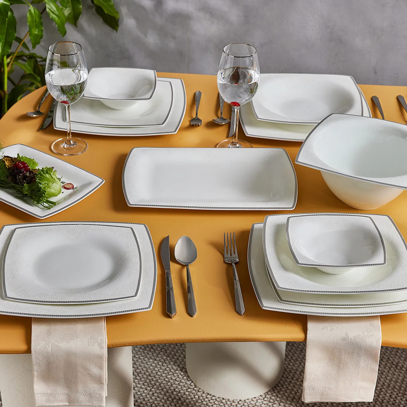 Karaca Fine Pearl Neklus 12 Persoons Vierkant Servies, 58-Delig - Image 3