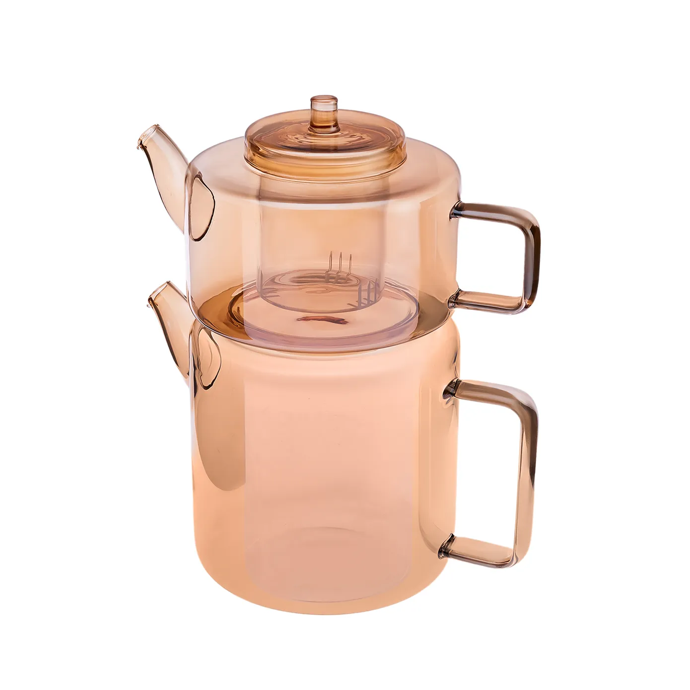 Karaca Flat Borosilicaat Glazen Theepot Amber - Image 3