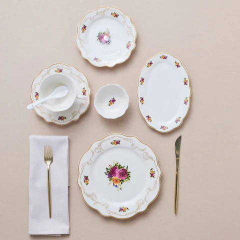 Karaca Forever Bone Antique Gold 26-Delig Ontbijtset - Image 3