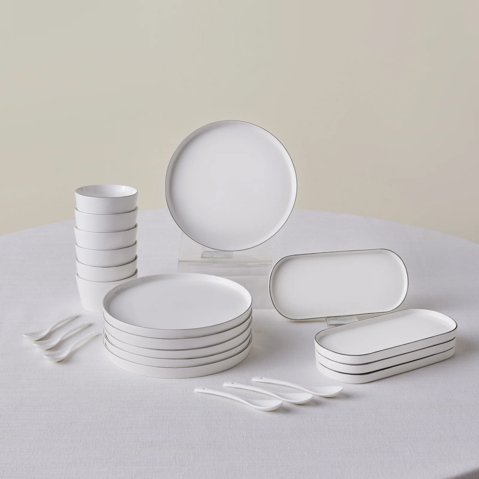 Karaca Forever Bone Bomo 22-delige Ontbijtset voor 6 Personen – Platina