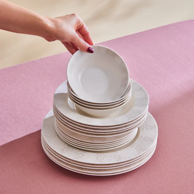 Karaca Forever Bone China New Olio 53-delige Dinnerset voor 12 Personen, Wit - Image 9