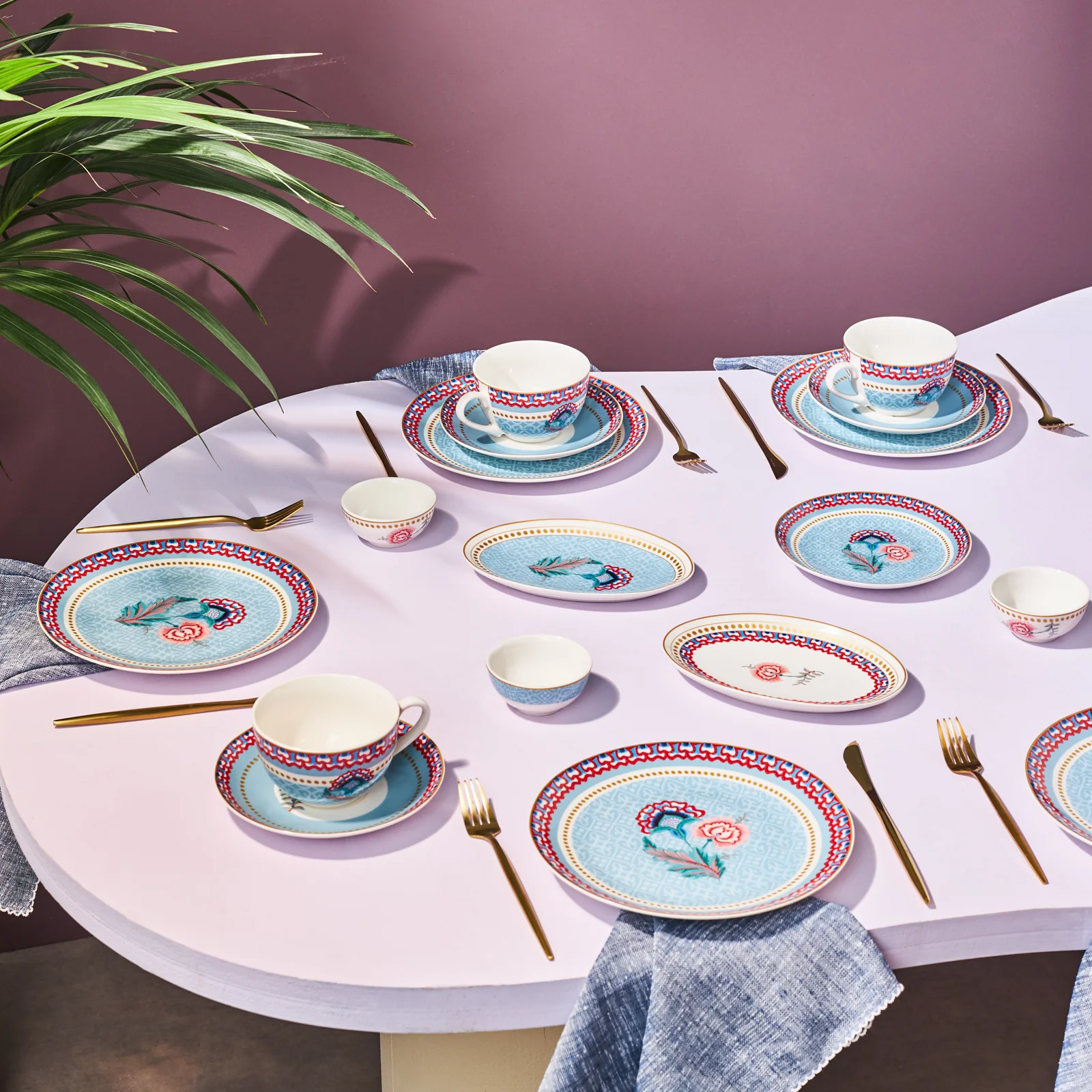 Karaca Forever Bone Spello 26-Delig Ontbijtset Blauw