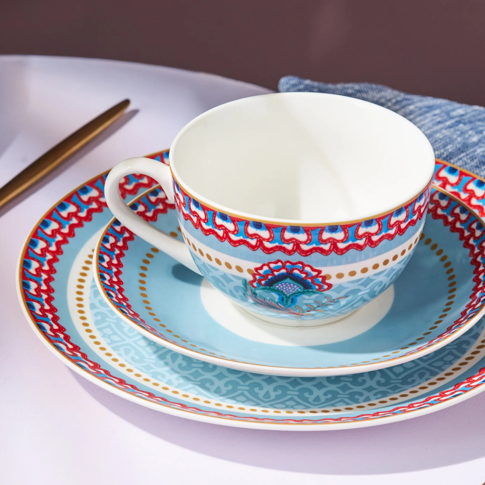 Karaca Forever Bone Spello 26-Delig Ontbijtset Blauw - Image 8