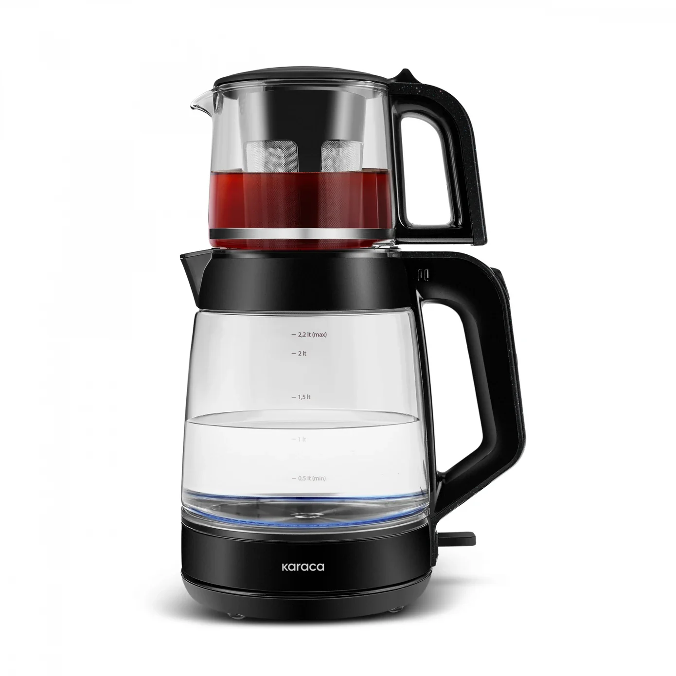 Karaca Glass Tea XL 2-in-1 Glazen Theemaker Glanzend Zwart - Image 2