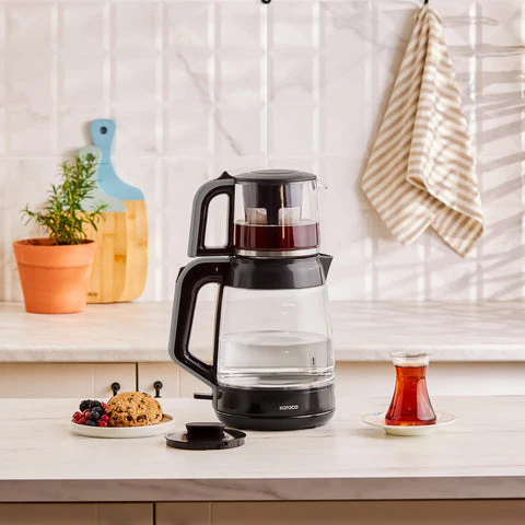 Karaca Glass Tea XL 2in1 Glazen Theemaker en Waterkoker Space Gray - Image 4