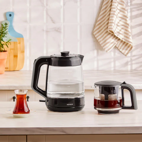 Karaca Glass Tea XL 2in1 Glazen Theemaker en Waterkoker Space Gray - Image 5