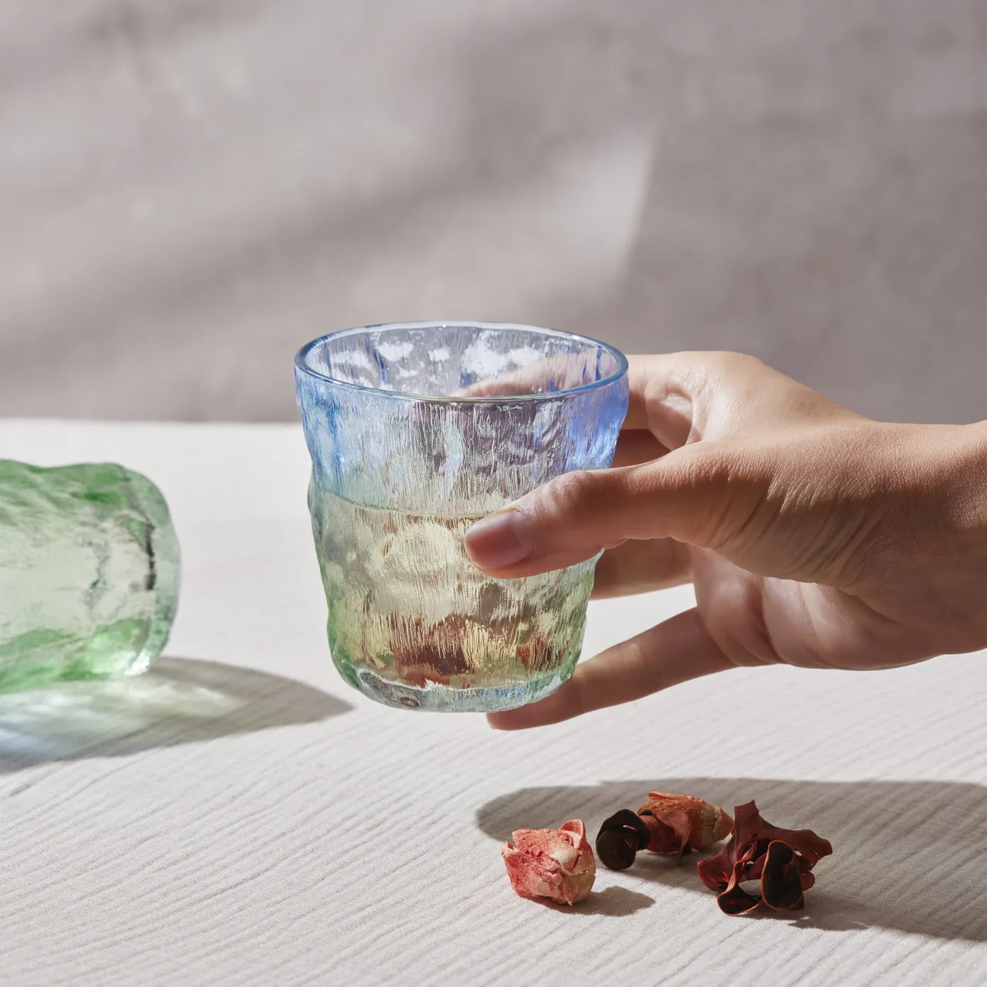 Karaca Gletsjer Waterglas, Blauw Groen, 287 ml - Image 3